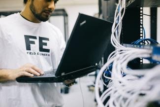 field engineer checking the network